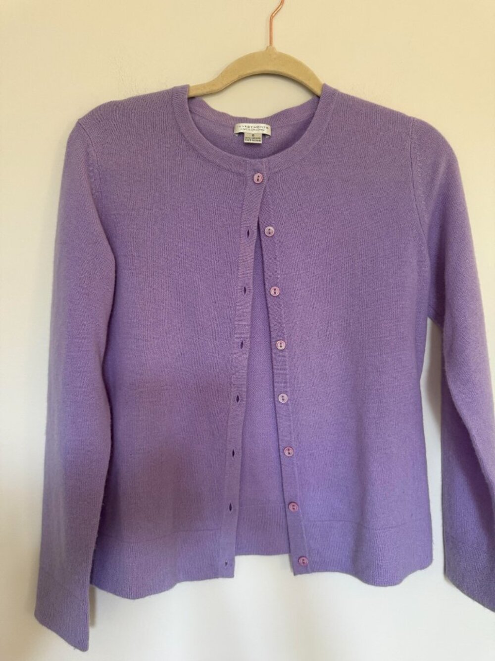 Investments Fine Cashmere Cardigan Sweater Office Siren Preppy Purple - Small